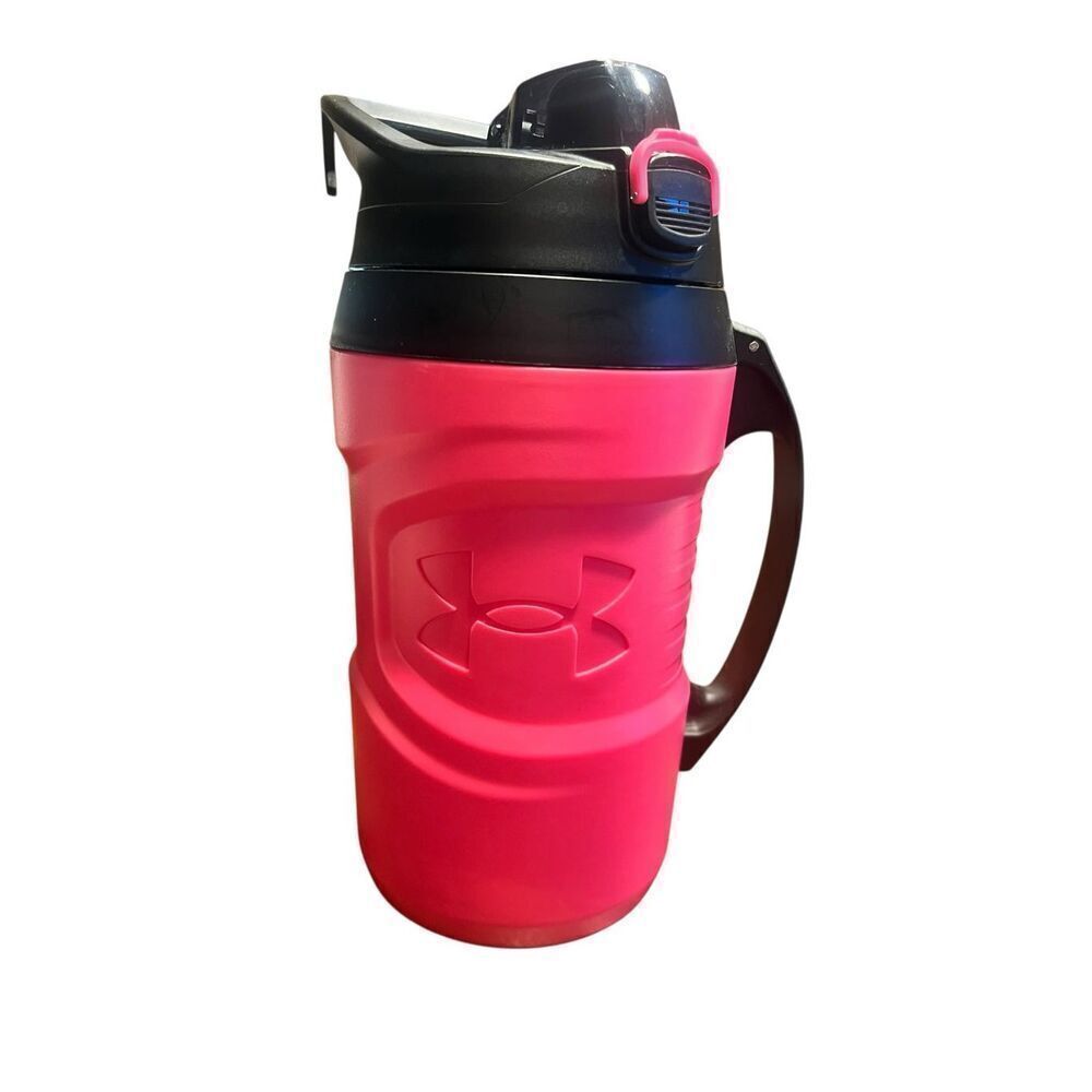 Under Armour playmaker hot pink black 64oz water jug bottle fence hook